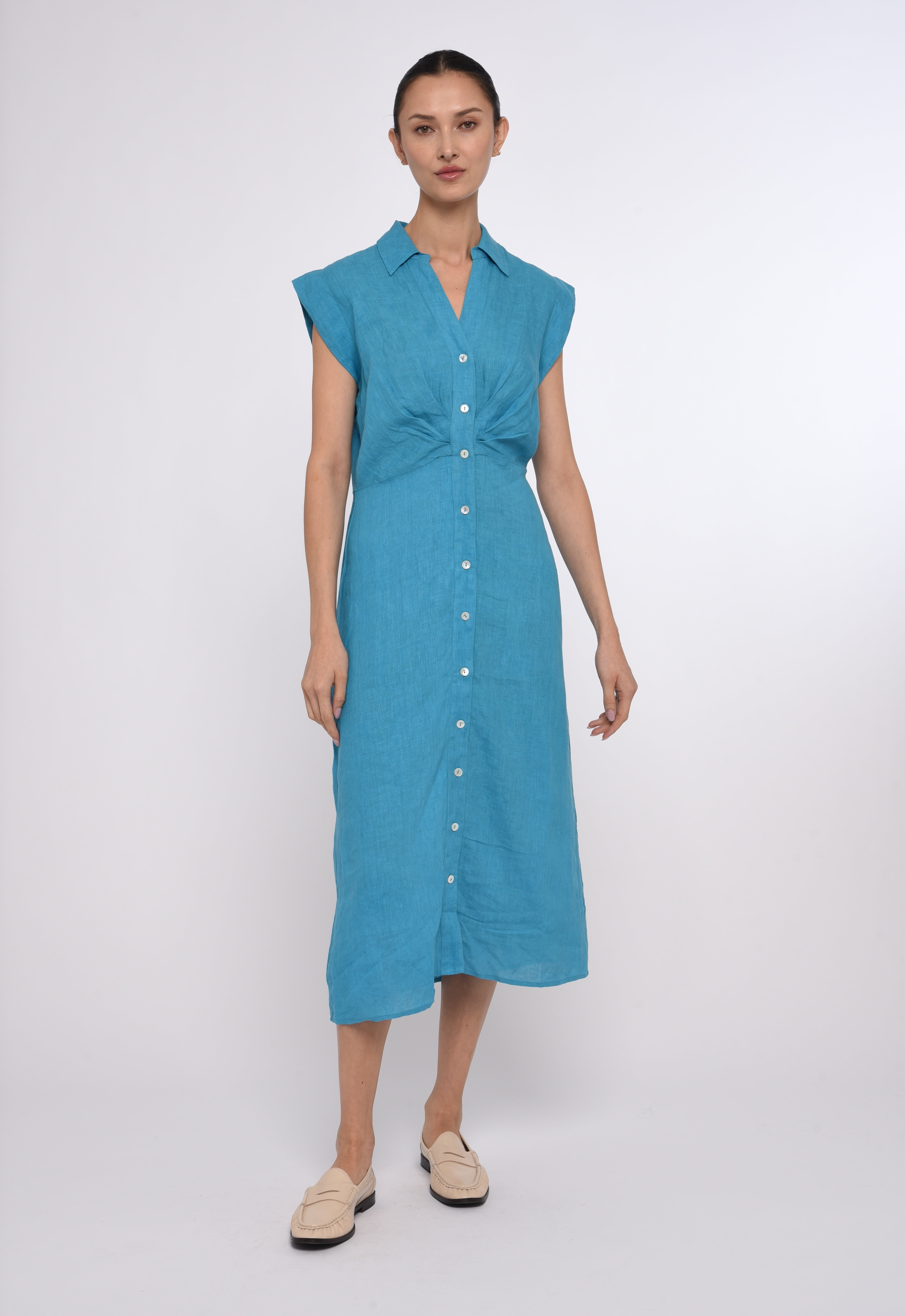 blue linen dress women Blue Linen Dress MRS POMERANZ INC
