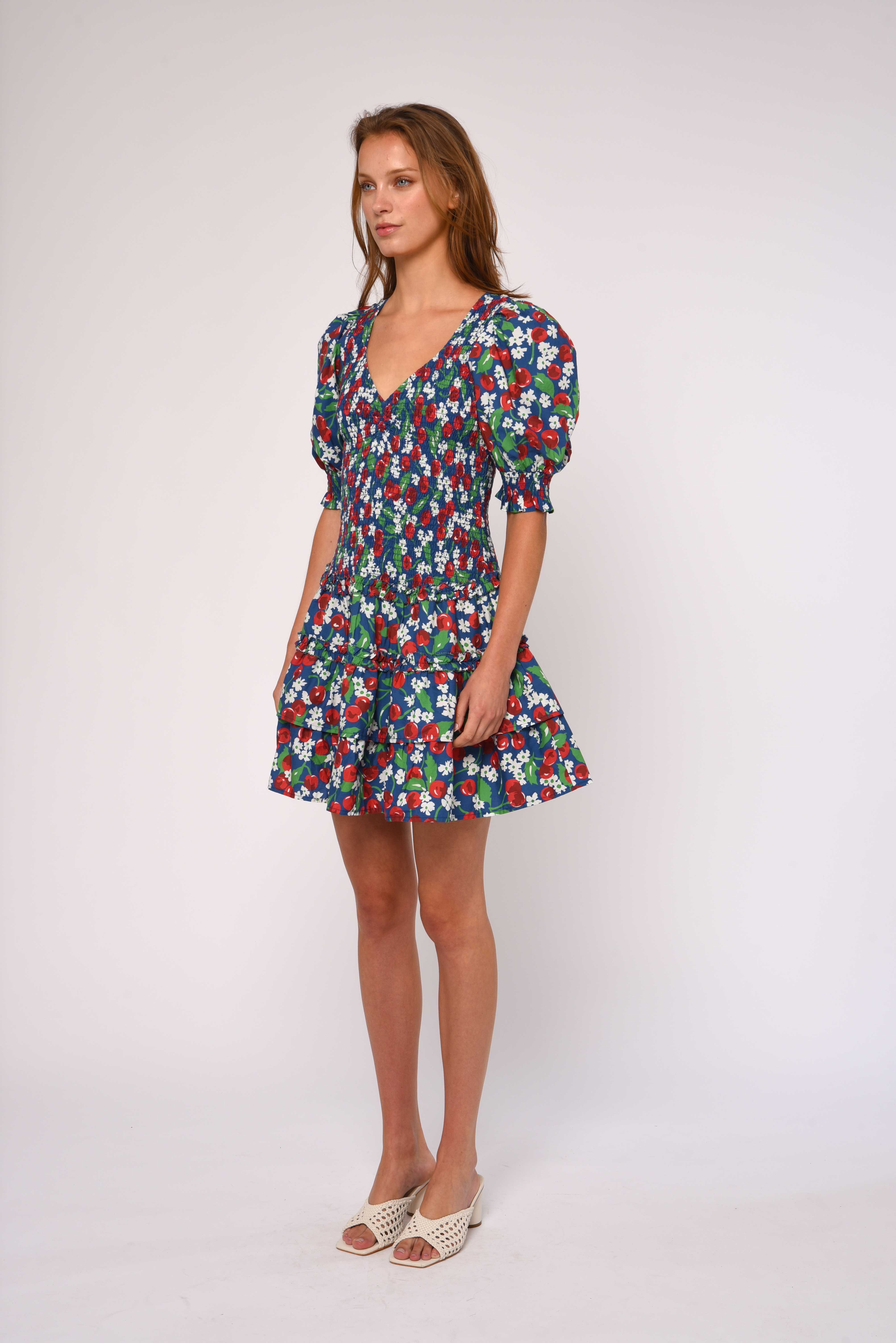 Audrey Short Sleeve Dress Miss Cherry Print / X-Small Audrey Short Sleeve Dress Miss Cherry Print / X-Small