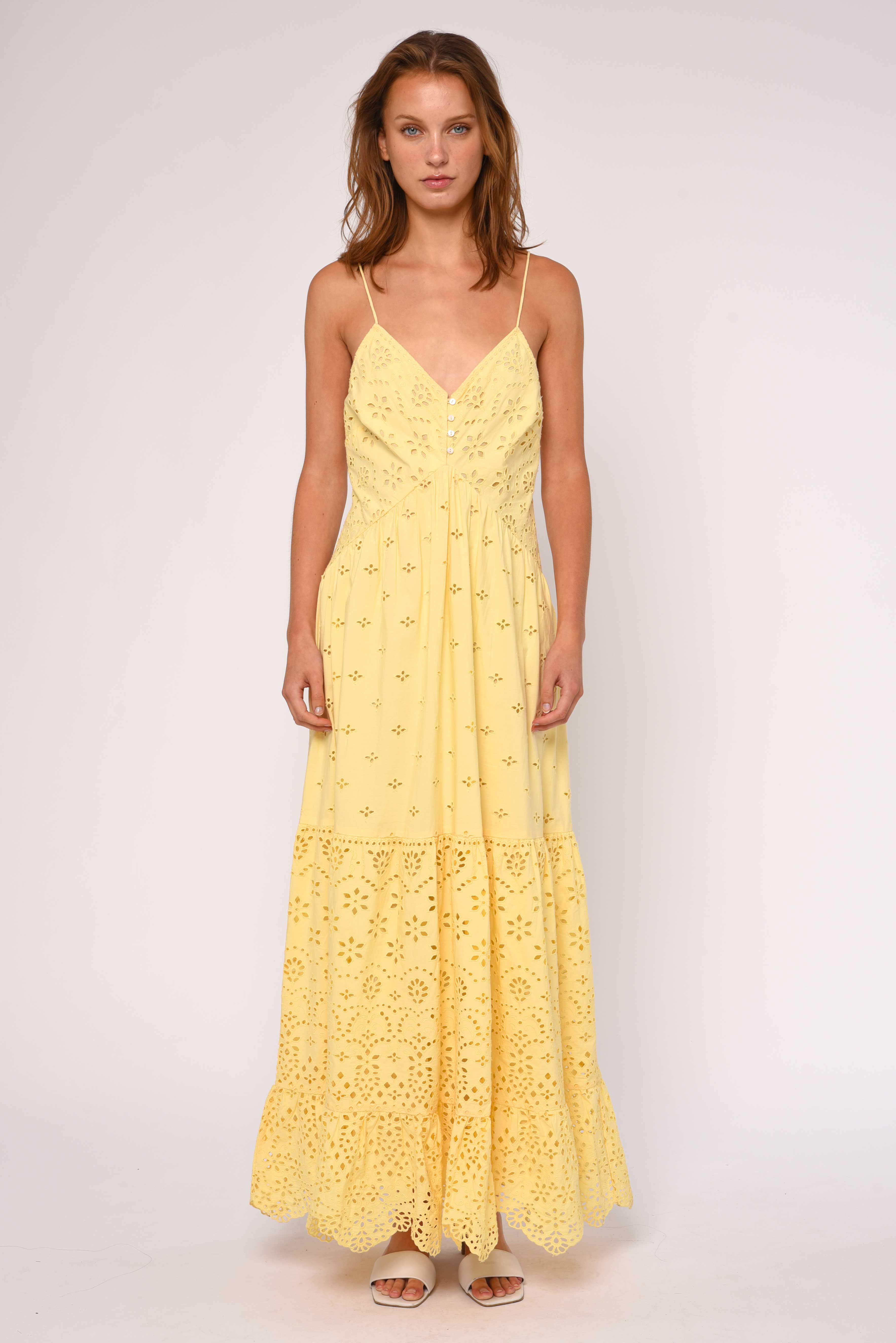EYELET DRESS BUTTER YELLOW EYELET DRESS Sunlight / XL EYELET DRESS BUTTER YELLOW EYELET DRESS Sunlight / XL