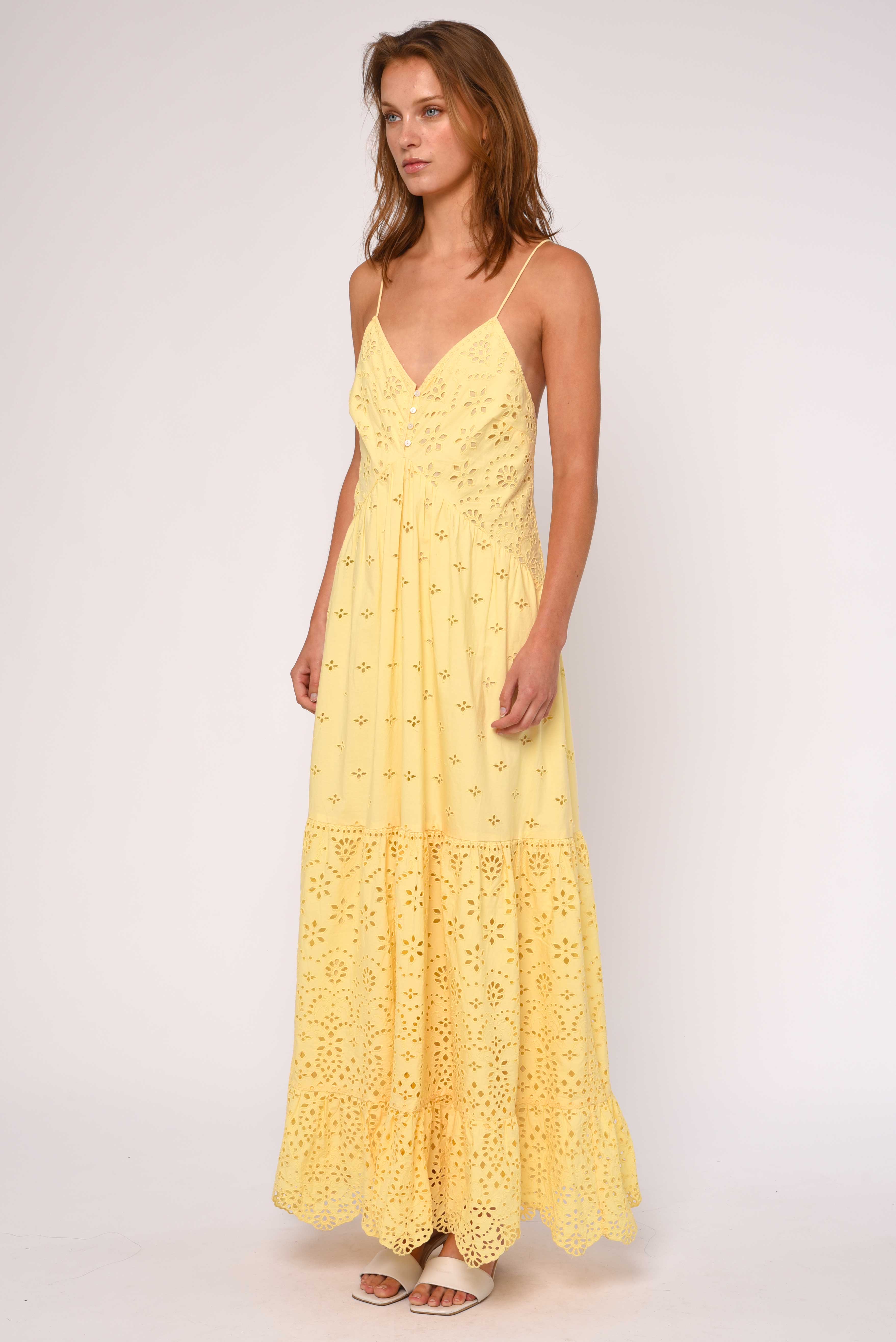 EYELET DRESS BUTTER YELLOW EYELET DRESS Sunlight / XL EYELET DRESS BUTTER YELLOW EYELET DRESS Sunlight / XL