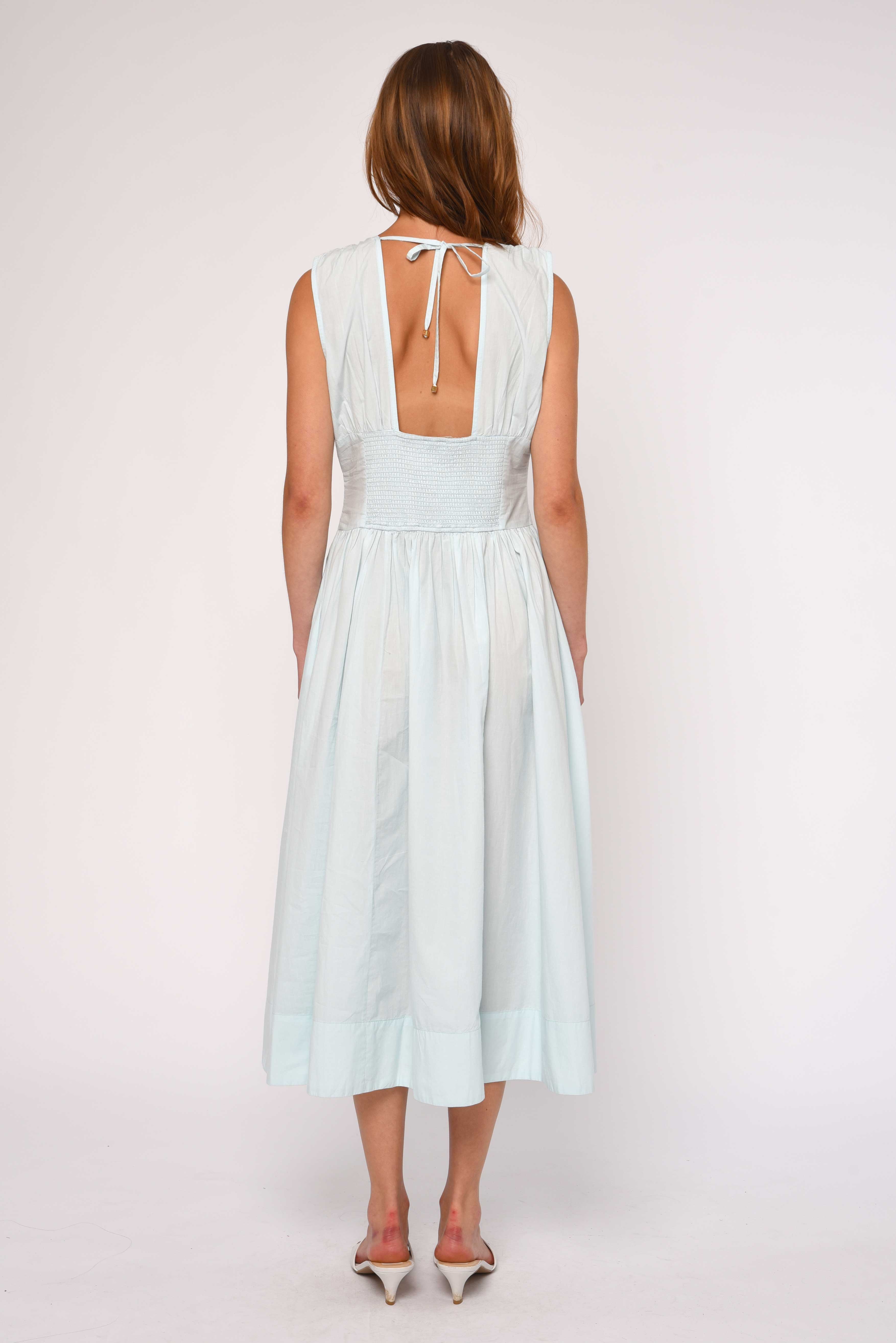 sleeveless maxi dress cotton Royal Blue Cotton V-Neck Sleeveless Maxi Dress 46" / Tall (5'7" and above)